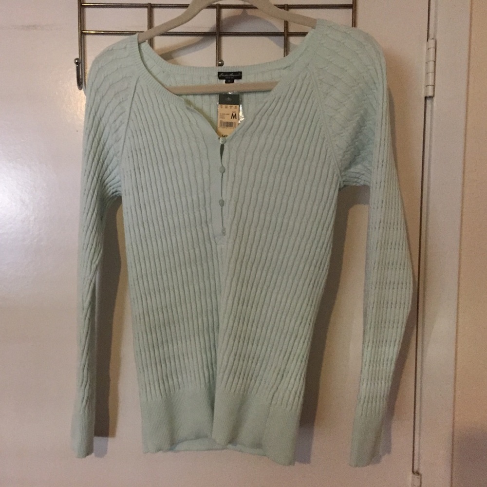 NWT Eddie Bauer Henley sweater aqua